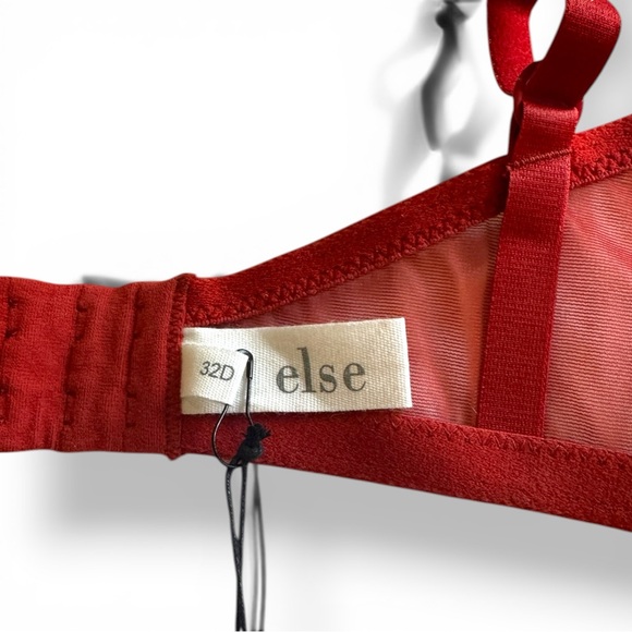 NWT Else Lingerie Bare Minimal Mesh Semi Sheer Underwire Bra | Crimson 32D - Picture 10 of 14